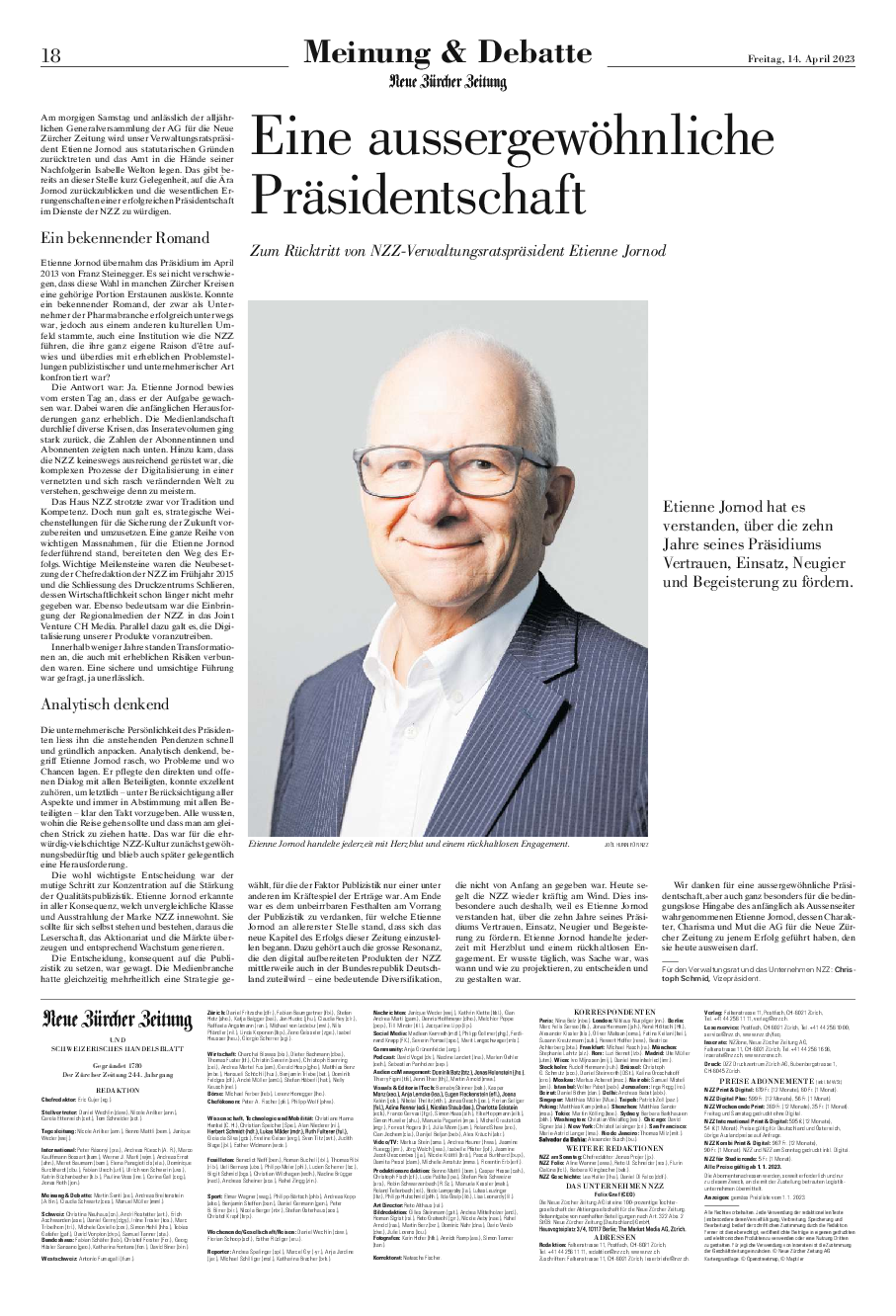 Outstanding Leadership - Würdigung Etienne Jornod Outstanding Leadership - Würdigung Etienne Jornod